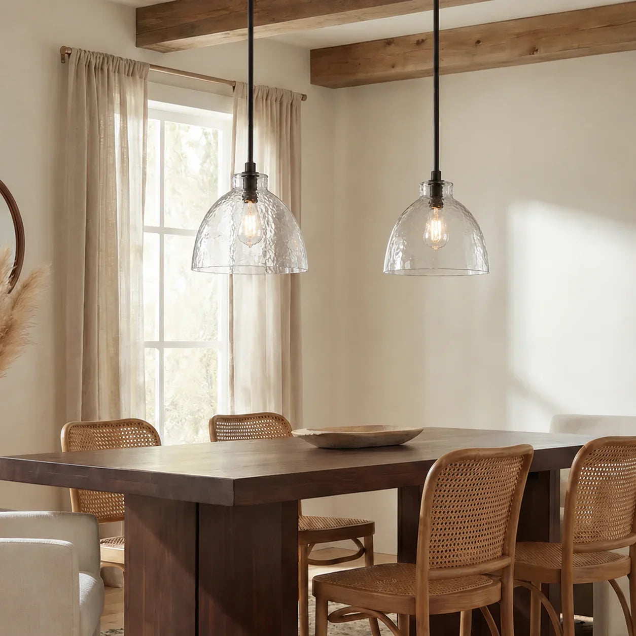 Ondine Hammered Glass Pendant Light, 8 to 17 in
