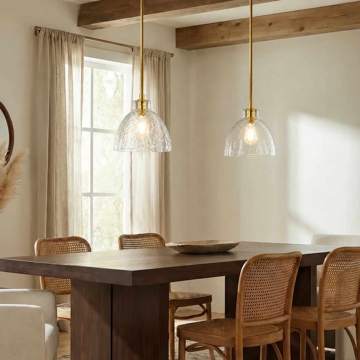 Ondine Hammered Glass Pendant Light, 8 to 17 in