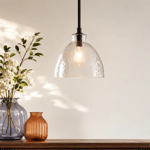 Ondine Hammered Glass Pendant Light, 8 to 17 in