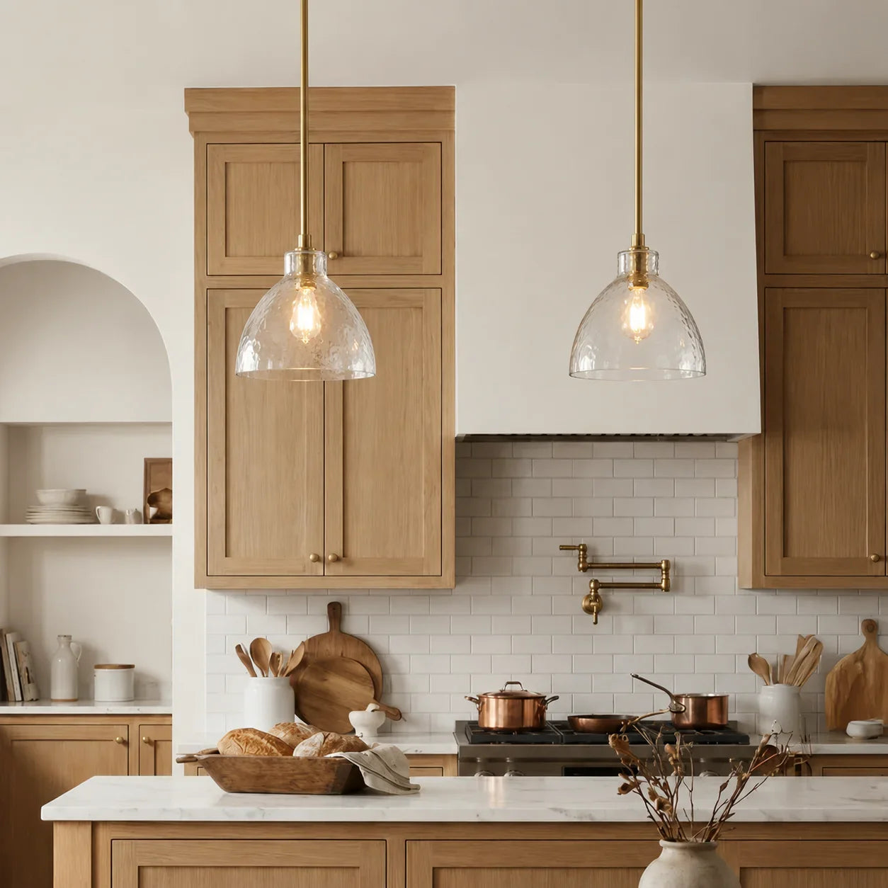 Ondine Hammered Glass Pendant Light, 8 to 17 in