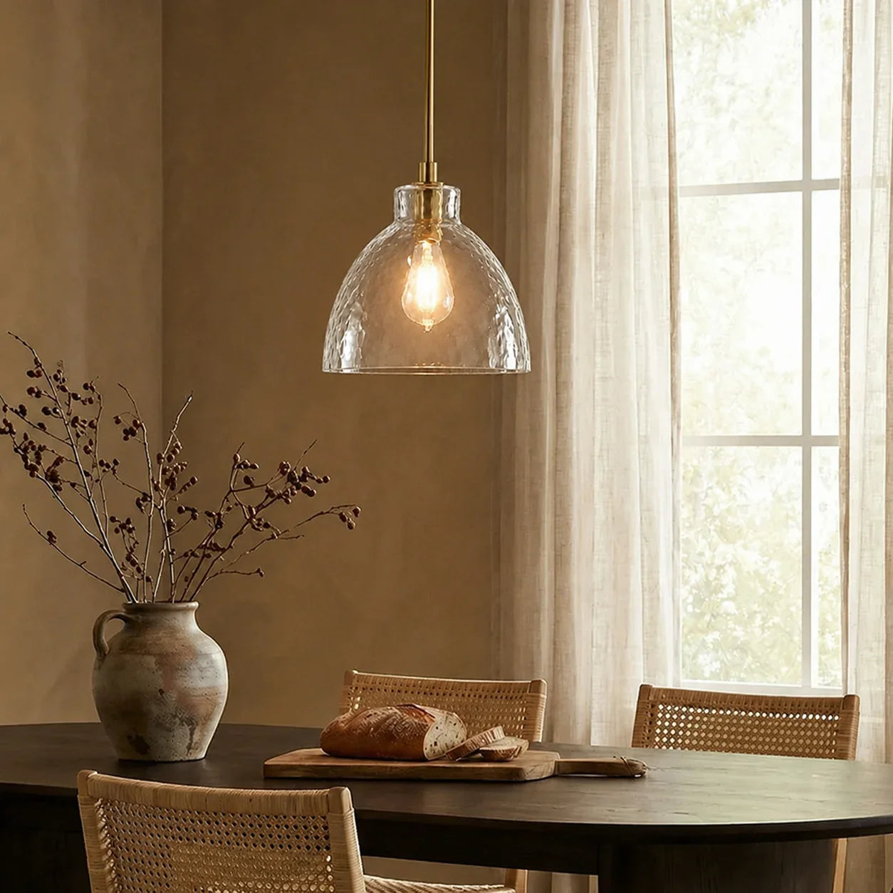Ondine Hammered Glass Pendant Light, 8 to 17 in