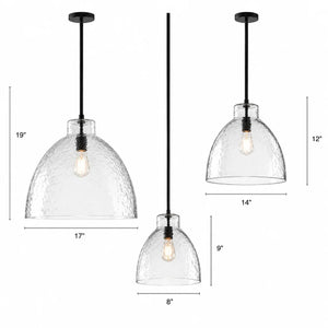 Ondine Hammered Glass Pendant Light, 8 to 17 in