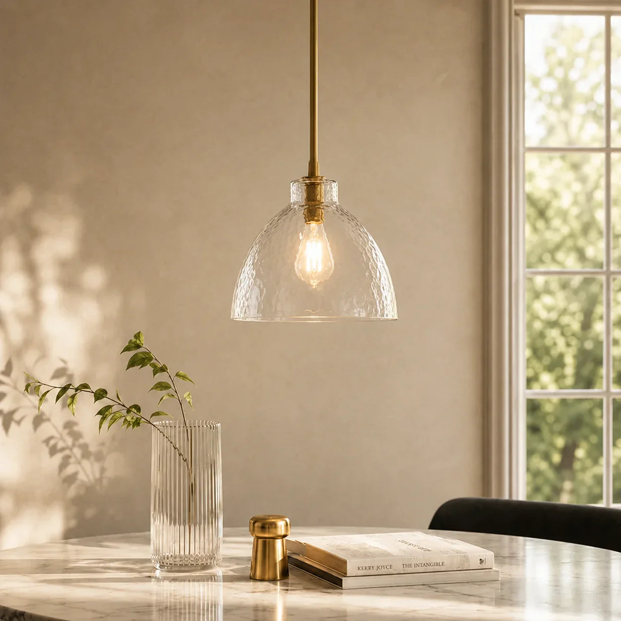 Ondine Hammered Glass Pendant Light, 8 to 17 in