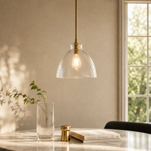 Ondine Hammered Glass Pendant Light, 8 to 17 in
