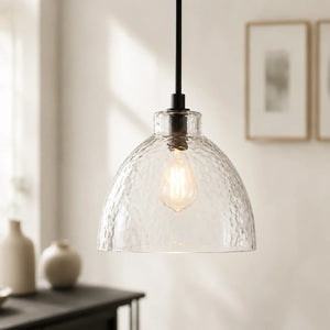 Ondine Hammered Glass Pendant Light, 8 to 17 in