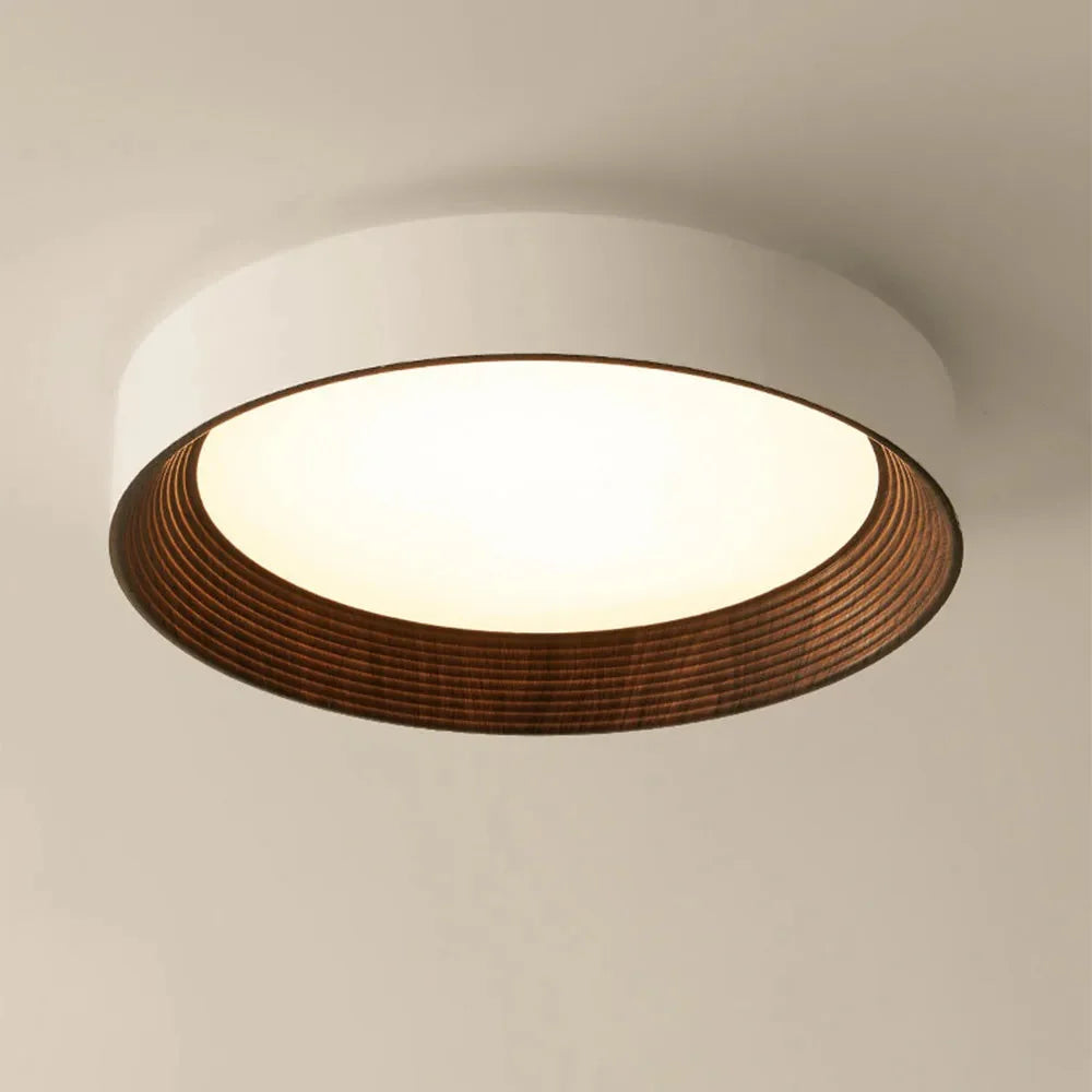 Remy Round LED Flush Mount Ceiling Light, Wood-Tone