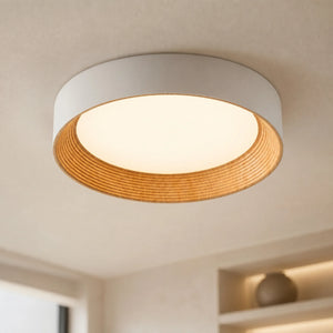 Remy Round LED Flush Mount Ceiling Light, Wood-Tone
