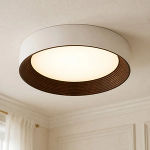 Remy Round LED Flush Mount Ceiling Light, Wood-Tone
