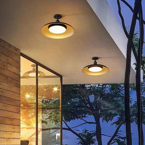 Outdoor Waterproof Ceiling Light IP65 | Black Round Semi Flush Mount Fixture for Patio Porch Lighting Outdoor Lighting