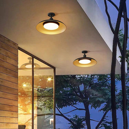 Outdoor Waterproof Ceiling Light IP65 | Black Round Semi Flush Mount Fixture for Patio Porch Lighting Outdoor Lighting