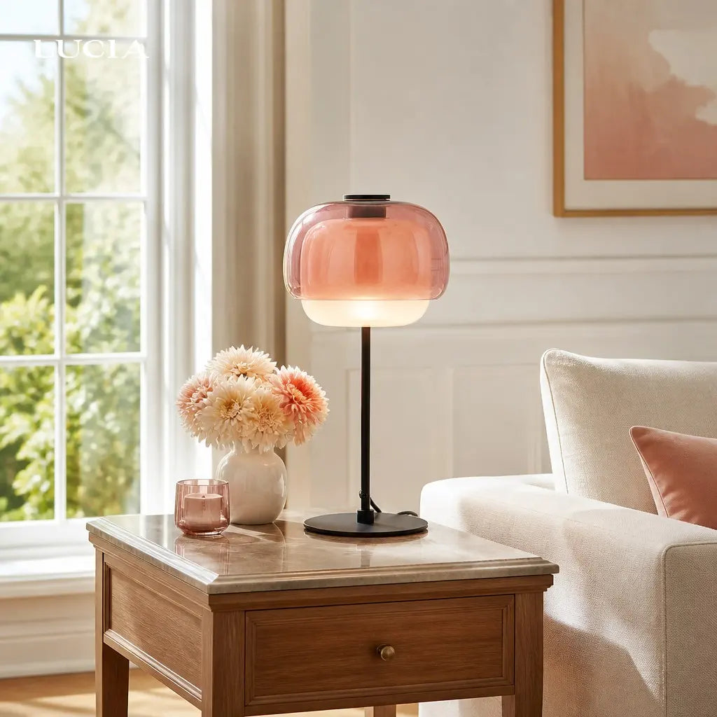 Sanae Double-Dome Colored Glass Accent Table Lamp, 16 in