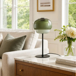 Sanae Double-Dome Colored Glass Accent Table Lamp, 16 in