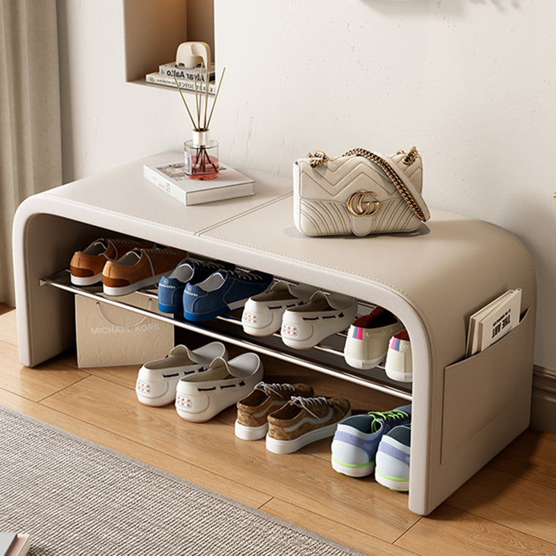 Scandinavian Shoe Storage Bench - 1-Tier Faux Leather Shoe Rack for Entryway Shoe Storage Benches