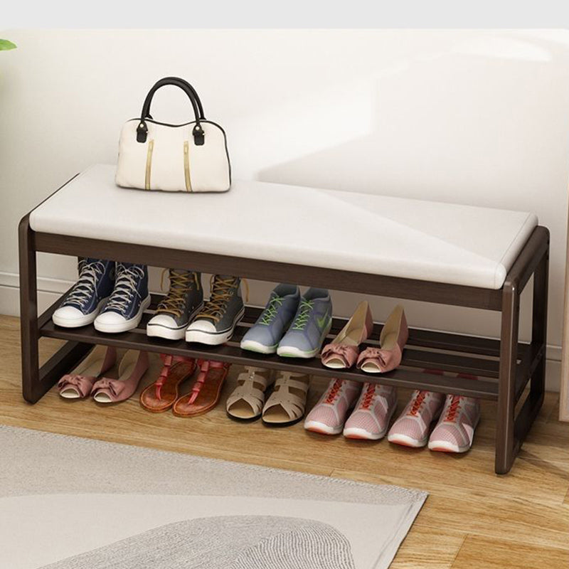 Scandinavian Shoe Rack Storage - Solid Wood with Tech Cloth Top for Entryways Shoe Storage