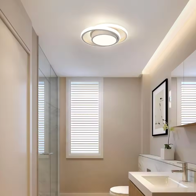 Sleek Double Ring Flush Mount Ceiling Light - Modern LED Fixture Lamps & Light Fixtures