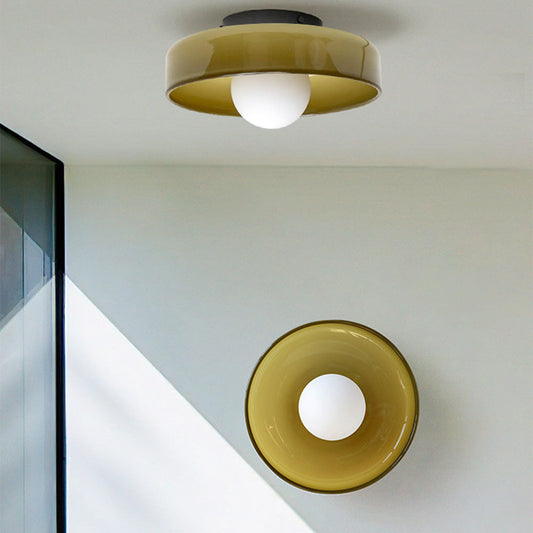 Sleek Modern Round Flush Mount Ceiling & Wall Light Fixture for Kitchen or Living Spaces Ceiling Lights