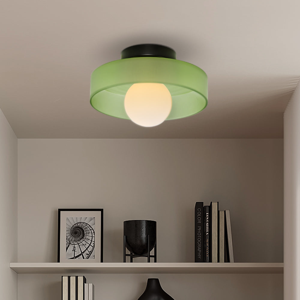 Sleek Modern Round Flush Mount Ceiling & Wall Light Fixture for Kitchen or Living Spaces Ceiling Lights