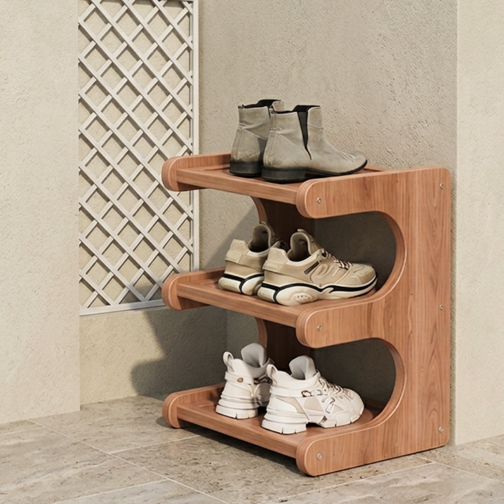 Bamboo Shoe Rack - Modern Minimalist Shoe Storage Organizer, 2-5 Tiers Shoe Storage