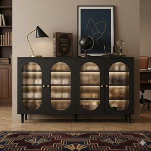 Modern Minimalist 4-Tier Shoe Storage Cabinet with Rattan & Glass Organizer for Entryway Shoe Storage