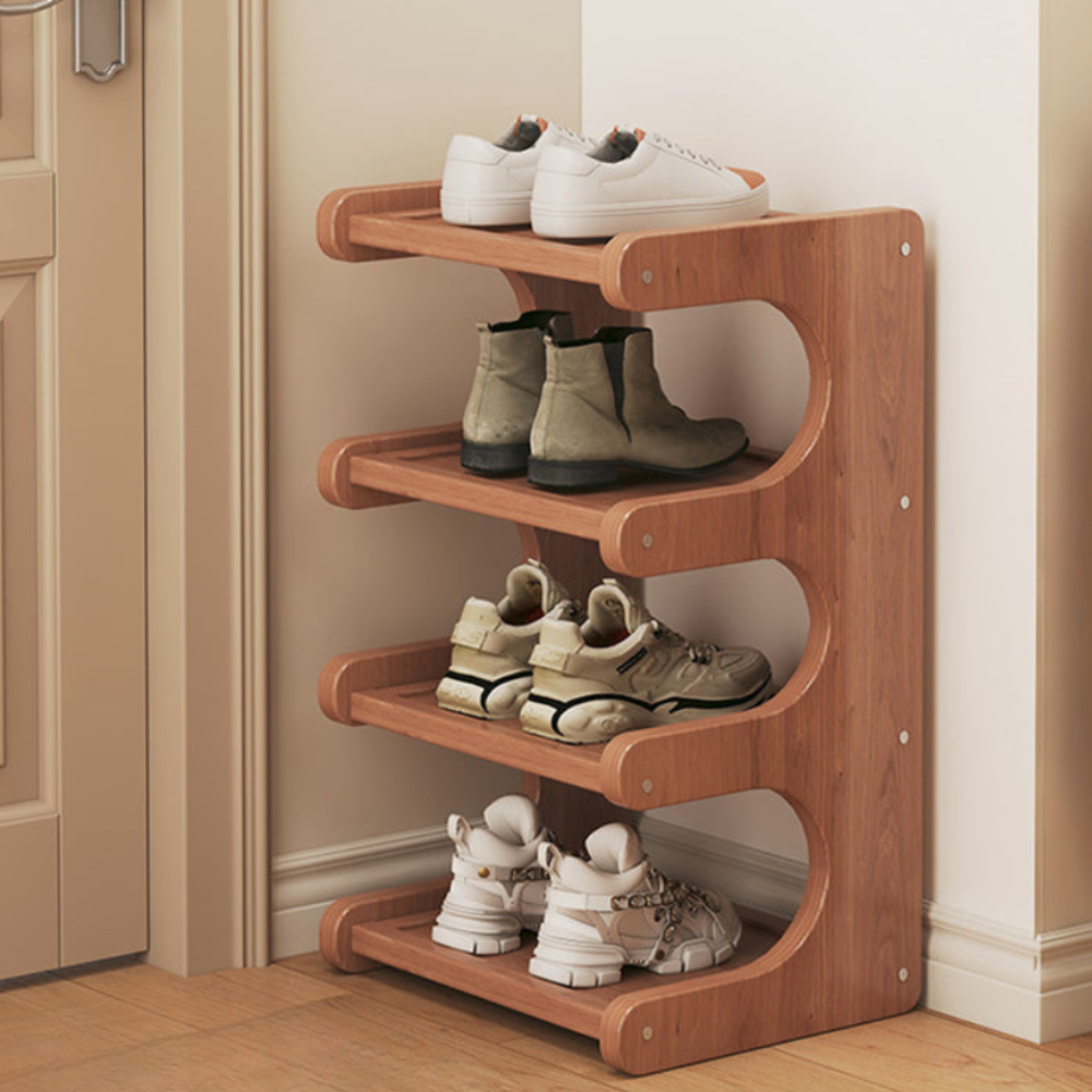 Bamboo Shoe Rack - Modern Minimalist Shoe Storage Organizer, 2-5 Tiers Shoe Storage