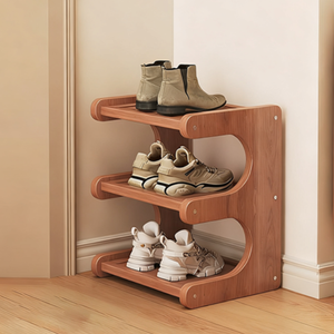 Bamboo Shoe Rack - Modern Minimalist Shoe Storage Organizer, 2-5 Tiers Shoe Storage