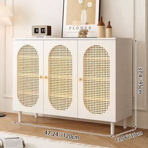 Modern Minimalist 4-Tier Shoe Storage Cabinet with Rattan & Glass Organizer for Entryway Shoe Storage