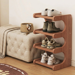 Bamboo Shoe Rack - Modern Minimalist Shoe Storage Organizer, 2-5 Tiers Shoe Storage