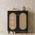 4-Tier Shoe Storage Cabinet with Rattan or Glass Doors