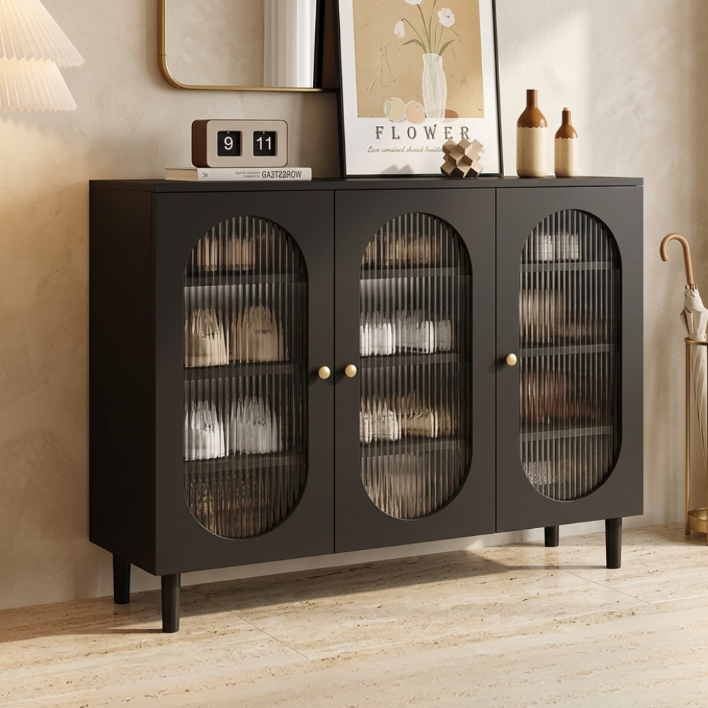 Modern Minimalist 4-Tier Shoe Storage Cabinet with Rattan & Glass Organizer for Entryway Shoe Storage
