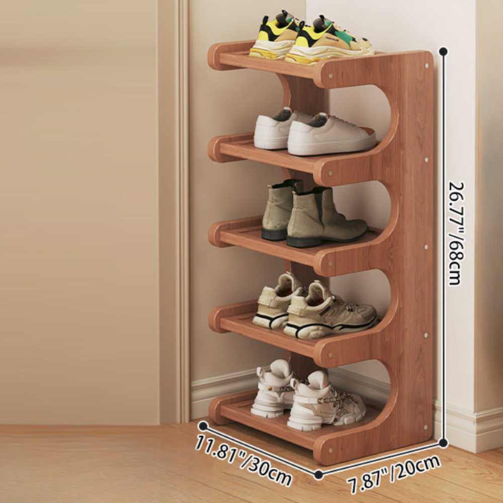 Bamboo Shoe Rack - Modern Minimalist Shoe Storage Organizer, 2-5 Tiers Shoe Storage