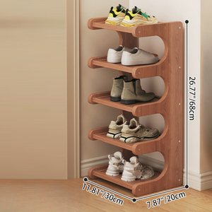 Bamboo Shoe Rack - Modern Minimalist Shoe Storage Organizer, 2-5 Tiers Shoe Storage
