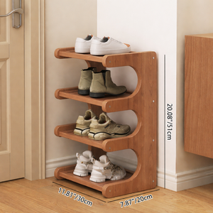 Bamboo Shoe Rack - Modern Minimalist Shoe Storage Organizer, 2-5 Tiers Shoe Storage