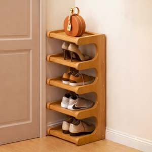 Scandinavian Bamboo Shoe Organizer - 2-6 Tier Shoe Rack Storage Cabinet Shoe Storage
