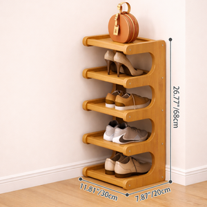 Scandinavian Bamboo Shoe Organizer - 2-6 Tier Shoe Rack Storage Cabinet Shoe Storage