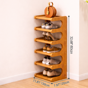 Scandinavian Bamboo Shoe Organizer - 2-6 Tier Shoe Rack Storage Cabinet Shoe Storage