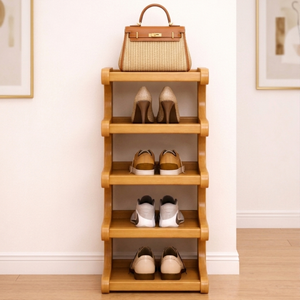 Scandinavian Bamboo Shoe Organizer - 2-6 Tier Shoe Rack Storage Cabinet Shoe Storage