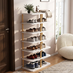 Modern Minimalist Shoe Rack - 6/7 Tier PVC & Wood Shoe Organizer Shoe Storage