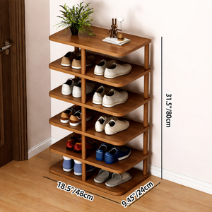 Modern Minimalist Shoe Rack - 6/7 Tier PVC & Wood Shoe Organizer Shoe Storage