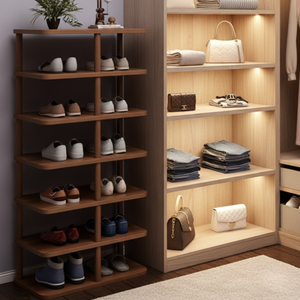 Modern Minimalist Shoe Rack - 6/7 Tier PVC & Wood Shoe Organizer Shoe Storage