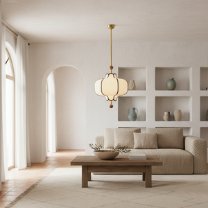 Lanora | Elegant Modern Fabric Kitchen Pendant Lighting with Walnut Accents Pendant Lights