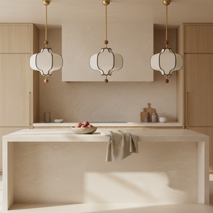 Lanora | Elegant Modern Fabric Kitchen Pendant Lighting with Walnut Accents Pendant Lights