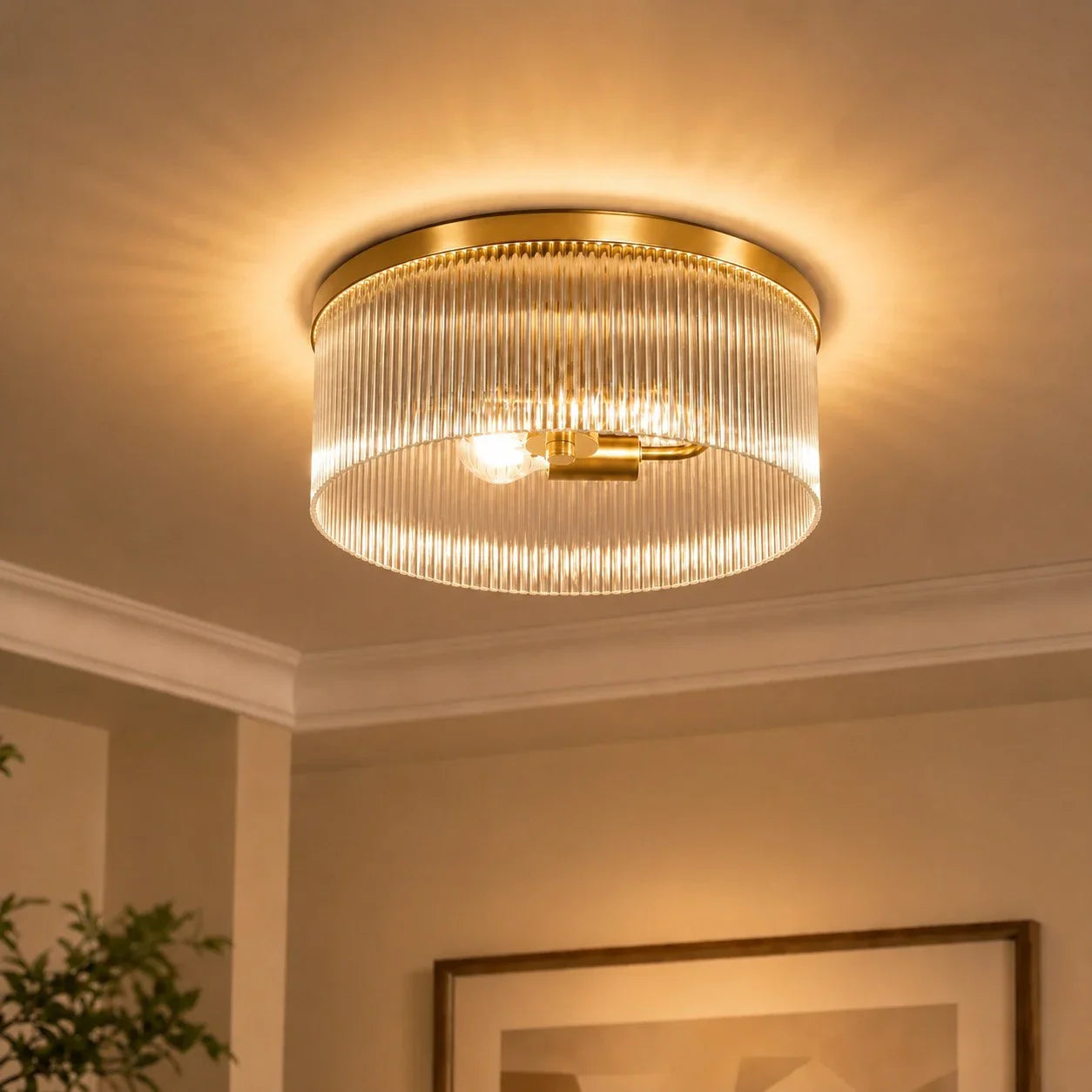 Vesper Ribbed Glass Flush Mount, 14 in