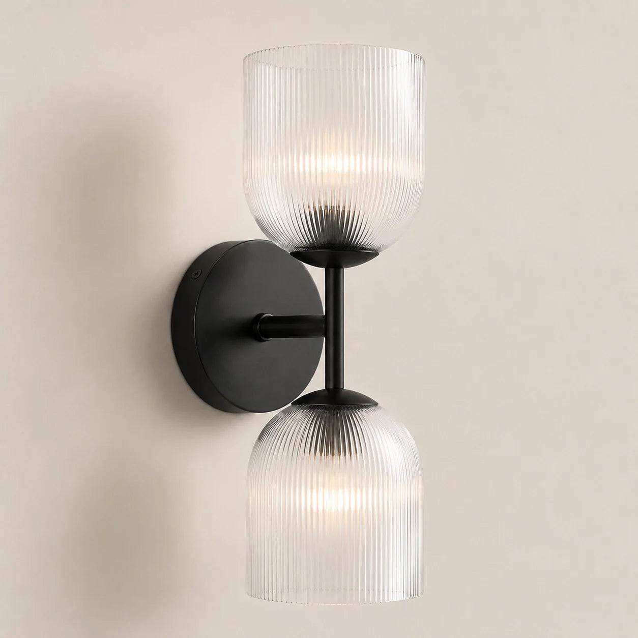 Vireo Ribbed Glass Wall Sconce, 1 to 3 Light
