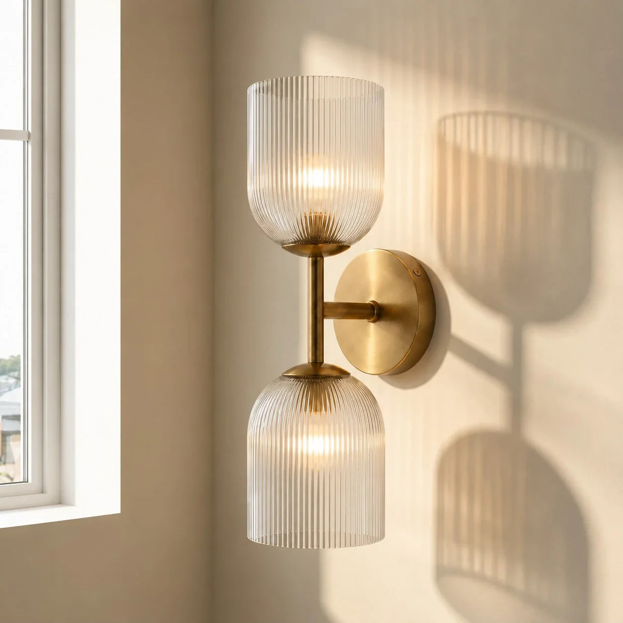 Vireo Ribbed Glass Wall Sconce, 1 to 3 Light