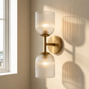 Vireo Ribbed Glass Wall Sconce, 1 to 3 Light