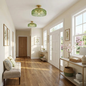 Jules Textured Glass Disc Ceiling Light, 3-Light Semi-Flush