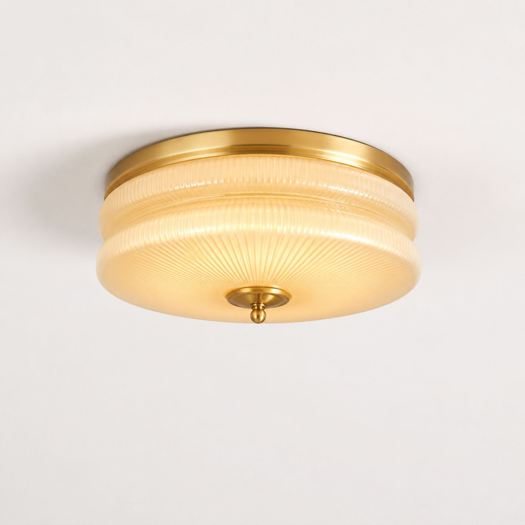 Art Deco Vintage Ceiling Light — Small, Gold frame, Beige glass