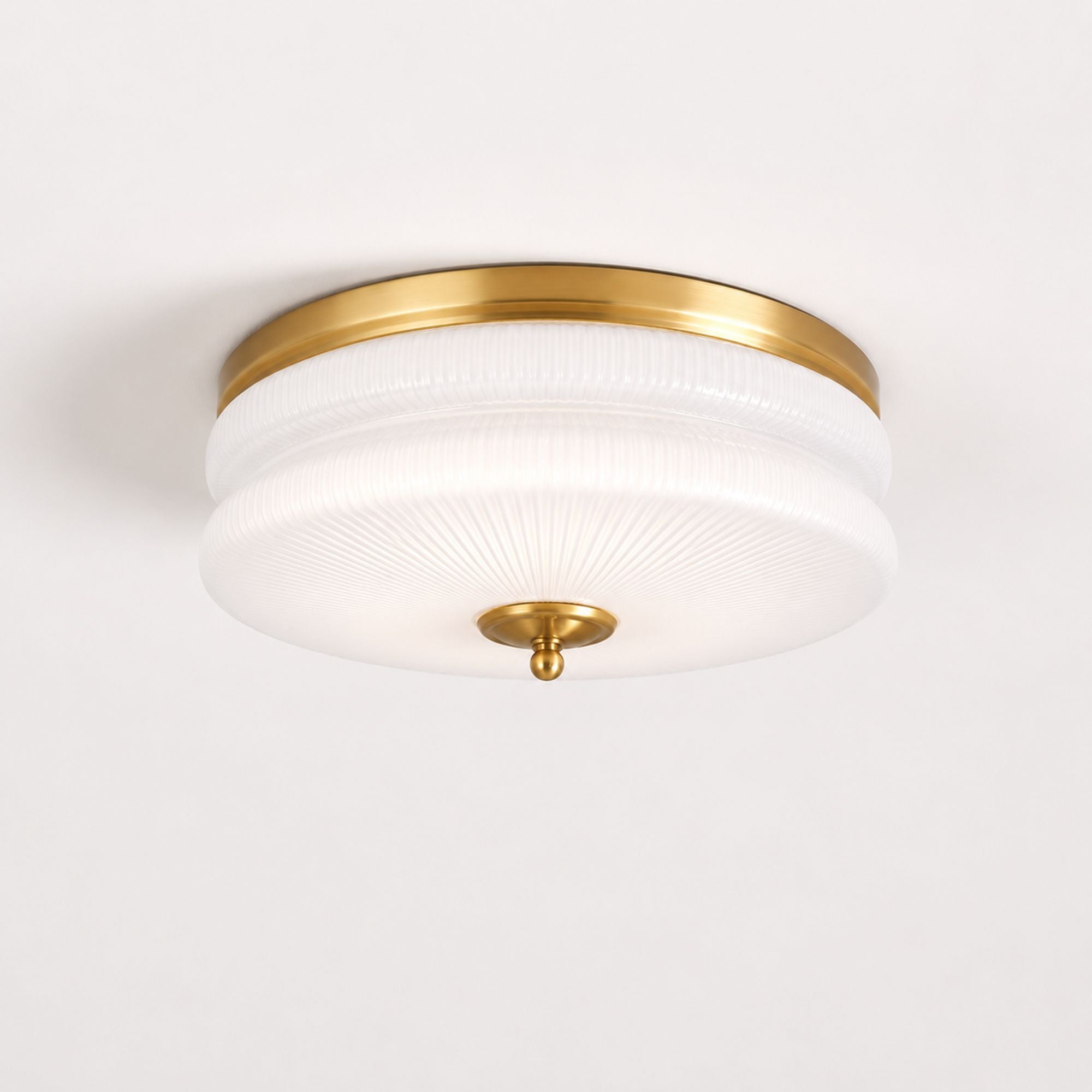 Art Deco Vintage Ceiling Light — Small, Gold frame, White glass