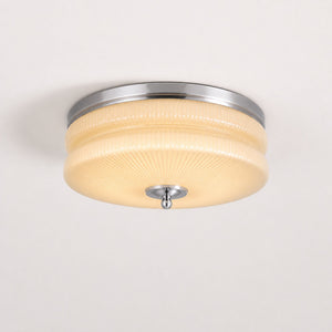 Art Deco Vintage Ceiling Light — Small, Chrome frame, Beige glass