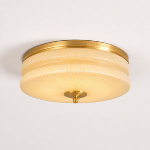 Art Deco Vintage Ceiling Light — Large, Gold frame, Beige glass